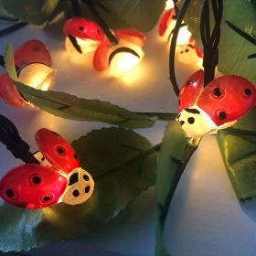 1pc, Solar Ladybug String Lights (20 LEDs), Waterproof Outdoor Lights, Bar Festival Decor, Color Lights, Indoor Decor, Outdoor Decor, Garden Decor, We