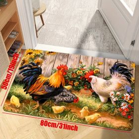 1pc Chickens Flowers Floor Mat; Modern Kitchen Rug Non-Slip Colorful Indoor Carpet; For Home Bathroom Bedroom Living Room Decor