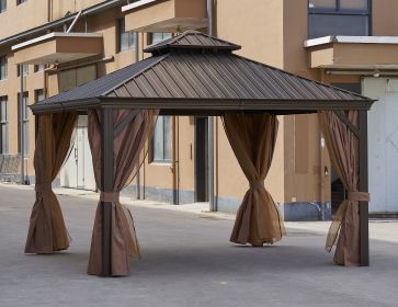 12*12FT patic gazebo; alu gazebo with steel canopy; Outdoor Permanent Hardtop Gazebo Canopy for Patio;  Garden;  Backyard