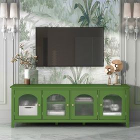 71-inchstylishTVcabinet Entertainment CenterTV stand,TVConsoleTable, Media Console,solidwood frame,Changhong glass door,Metal handle,antique green,can