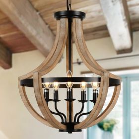 19" Farmhouse Wood Chandelier Light Fixtures