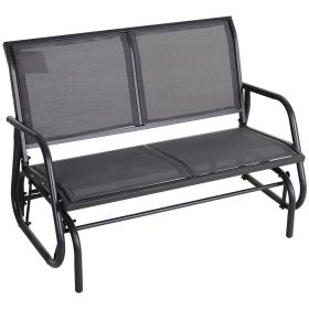 Outsunny 2-Person Outdoor Glider Bench, Patio Double Swing Rocking Chair Loveseat w/Powder Coated Steel Frame for Backyard Garden Porch, Gray