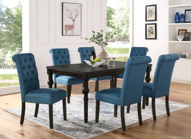 Leviton Urban Style Wood Dark Wash Turned-Leg Dining Set: Table and 6 Chairs