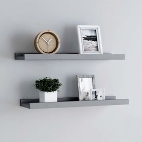 Picture Frame Ledge Shelves 2 pcs Gray 15.7"x3.5"x1.2" MDF