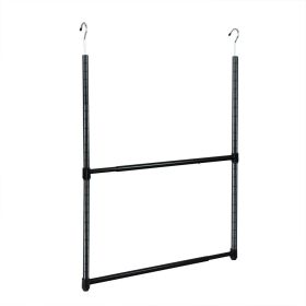 Oceanstar 2-Tier Portable Adjustable Closet Hanger Rod, Black