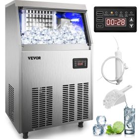 VEVOR 110V Commercial Ice Maker Machine 120-130LBS/24H with 33LBS Bin, Stainless Steel Automatic Operation Under Counter Ice Machine for Home Bar, Inc