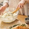 1pc Stainless Steel Dough Whisk With Wooden Handle - Bread Making Tool For Kitchen; Ideal For Homemade Pizza; Bread Dough And Pastry; Rust-Resistant A