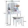 Sanlo Wooden Vanity Make Up Table and Stool Set, Rose Gold