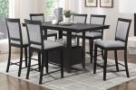 Charcoal Gray Finish 5pc Dining Counter Height Table with Base Storage and 4 Counter Height Chairs Set Casual Style Dining Kitchen Wooden Furniture