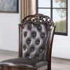 Traditional Set of 2pcs Side Chairs Brown Cherry Solid wood Espresso Leatherette Tufted Formal Dining Room