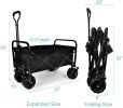 YSSOA Heavy Duty Folding Portable Cart Wagon with 7\'\' Widened All-Terrain Wheels Prevent to Sinking in The Sand, Adjustable Handles and Double Fabri