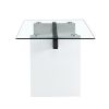 Large modern simple rectangular glass table, which can accommodate 6-8 people, equipped with 0.4-inch tempered glass table top and large MDF table leg