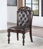 Traditional Set of 2pcs Side Chairs Brown Cherry Solid wood Espresso Leatherette Tufted Formal Dining Room