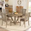 5pcs Table Set Round Dining Table Solid Wood Modern Farmhouse Rustic Look Distressed Look