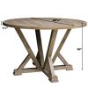 5pcs Table Set Round Dining Table Solid Wood Modern Farmhouse Rustic Look Distressed Look