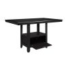 Charcoal Gray Finish 5pc Dining Counter Height Table with Base Storage and 4 Counter Height Chairs Set Casual Style Dining Kitchen Wooden Furniture