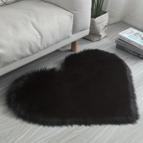 1pc Heart Shaped Area Rug, Plush Faux-Fur Carpet For Living Room & Bedroom, Home Decor Valentine's Day Decor 19.6in*23.6in/50cm*60cm (Color: Black)