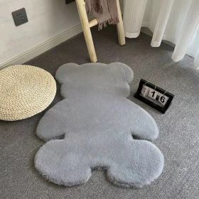 Cute Bear Carpet Plush Foot Pad Soft Fluffy Decorative Bedroom Girl Boy Kids Room Bedside Fuzzy Floor Mat Non-slip Comfortable (Color: Grey)