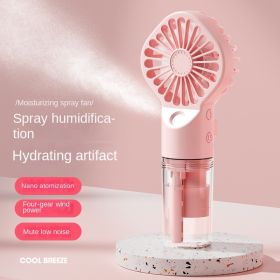 F3 handheld spray hydrating fan usb rechargeable portable desktop student dormitory mini small fan gift (Color: Cherry powder (spray water supply small fan))