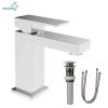 Aqucubic Deck Mounted UPC Brass Basin Mixer Taps Single Handle Bathroom Faucet with pop up drain