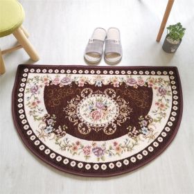 European Style Semicircle Entrance Carpet Bathroom Absorbent Non-slip Bedroom Home Decoration Floor Door Mat Kitchen Living Room (Color: Brown)